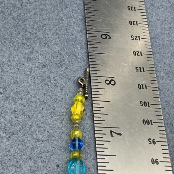 Toggle Bracelet 8 In Fish Silver Red Yellow Blue Beaded Retro Cottage - Picture 8 of 8